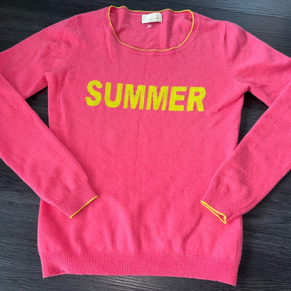 Fair trade cashmere “summer” pink crew neck sweater small